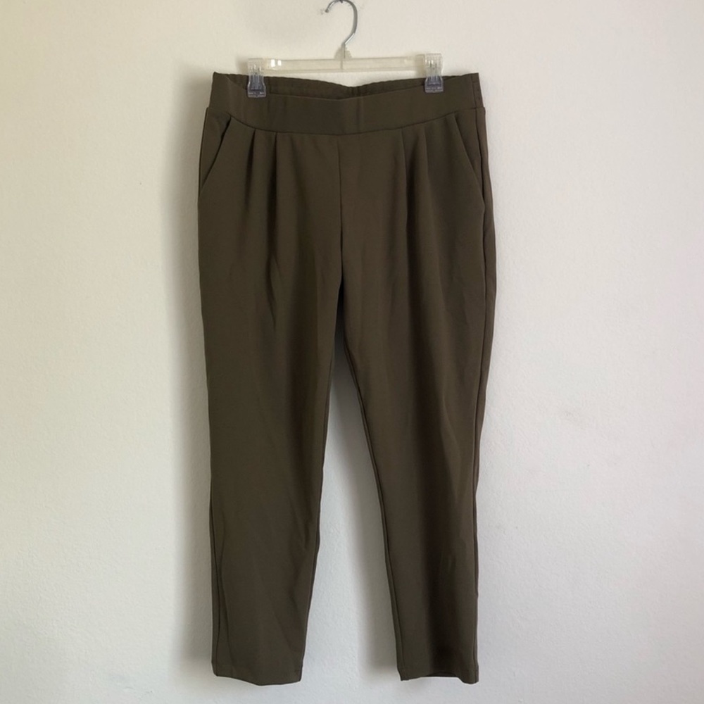 Shinestar Woman’s Tan Tailored Khaki Pleated Dress Pants Elastic Waist Band - Picture 7 of 15